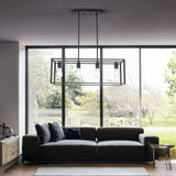 Pendant Lighting 4 Light Industrial Vintage Open Frame Rectangle Chandeliers Modern Black Linear Cage Ceiling Light Fixture - V.I.P Digital Presence