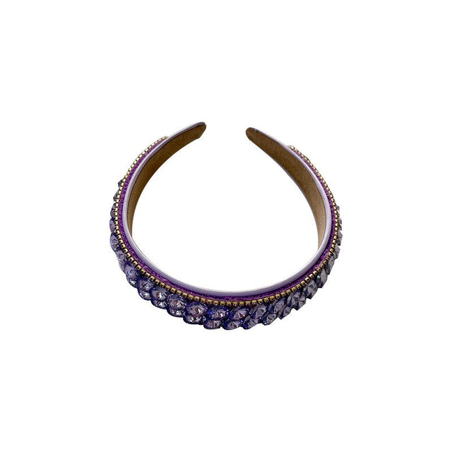 Double row geometric circular purple rhinestone women's fashionable hair compression headband - V.I.P Digital Presence
