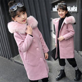Ropa con capucha de manga larga para niñas, cortavientos, primavera, otoño e invierno, abrigo de lana, chaqueta para niños, prendas de vestir exteriores para bodas, parka 