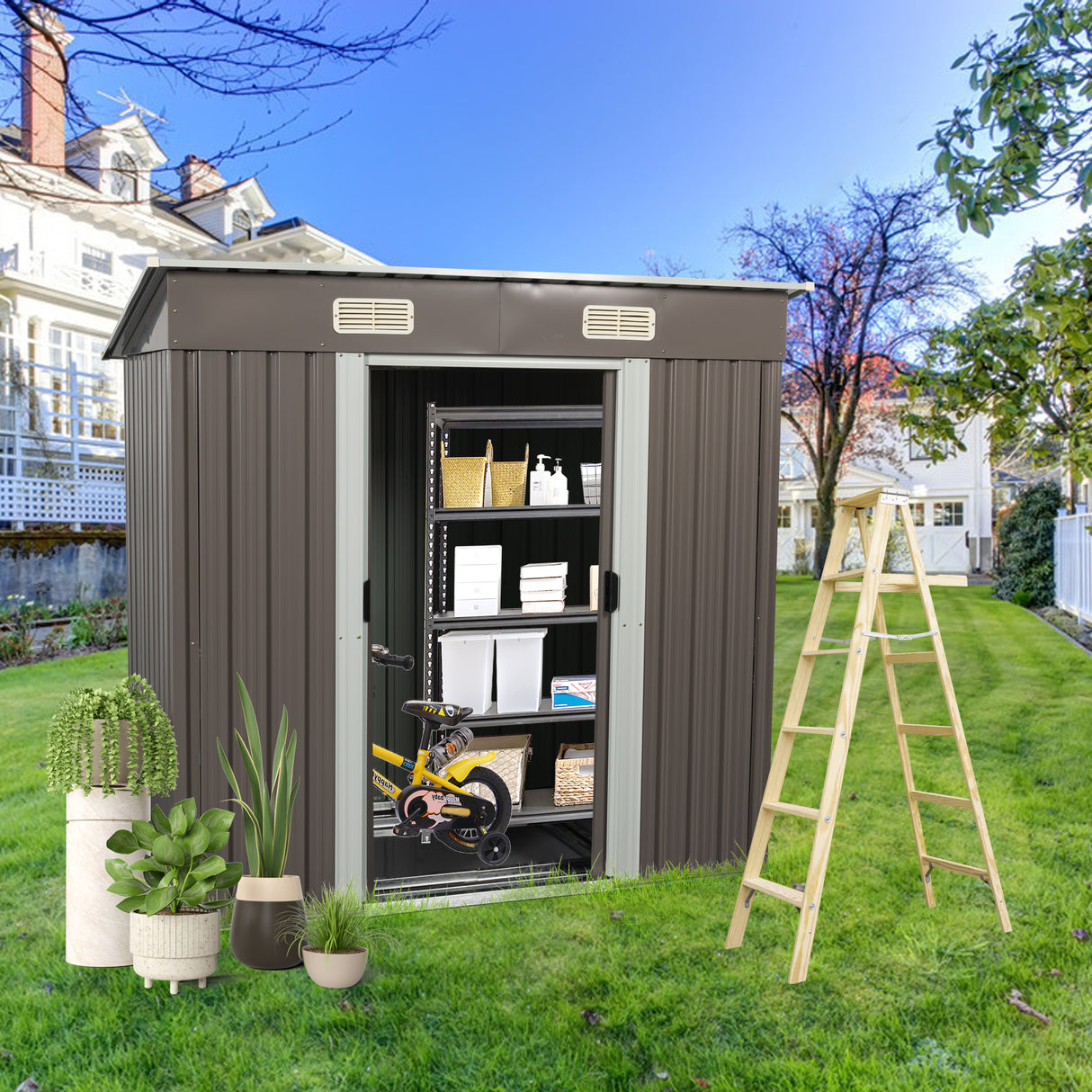 6ft x 4ft Outdoor Metal Storage Shed - V.I.P Digital Presence