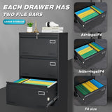 Filing Cabinet Lateral File Cabinet 3 Drawer Blcak Locking Metal File Cabinets Three Drawer - V.I.P Digital Presence