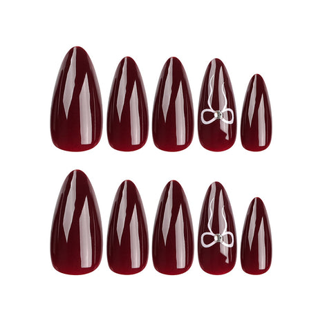 Bow wear manicure long almond nails fake nails - V.I.P Digital Presence