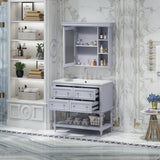 36'' Bathroom Vanity with Medicine Cabinet, Modern Mirror Cabinet with Adjustable Shelf, Bathroom Storage Cabinet with 4 Drawers - V.I.P Digital Presence