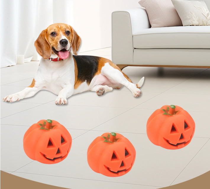 Halloween Pumpkin Toy for Pets - Interactive Rubber Toy with Sound for Dogs to Chew and Play - V.I.P Digital Presence