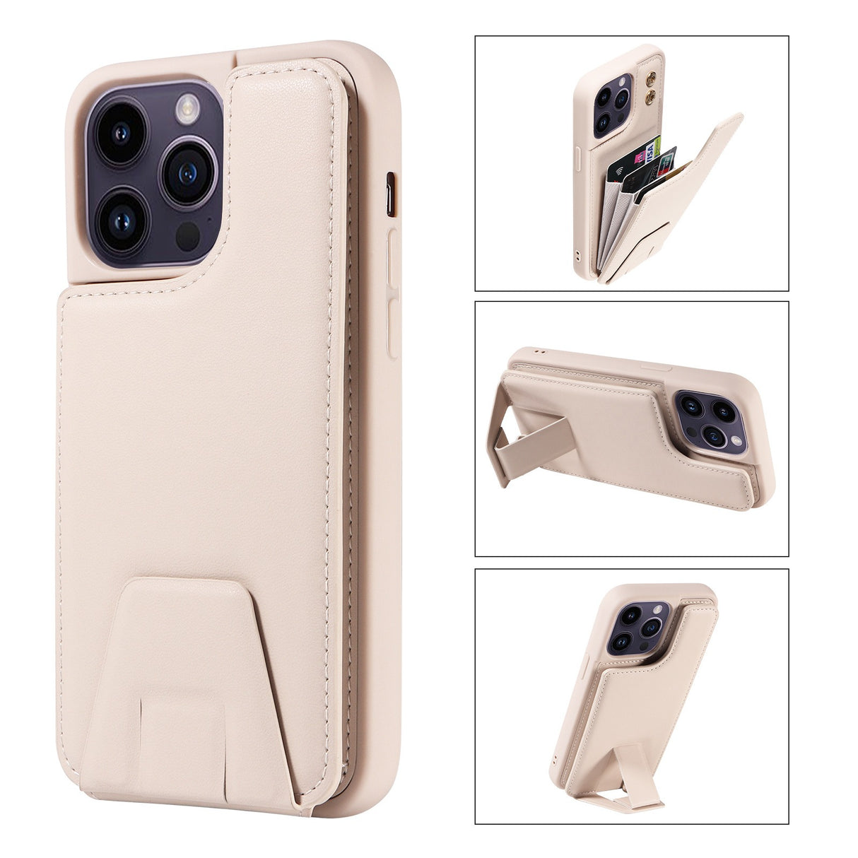 Suitable for Apple 15 phone case 13promax stand phone case adhesive leather anti drop 12 accordion card insertion phone case - V.I.P Digital Presence