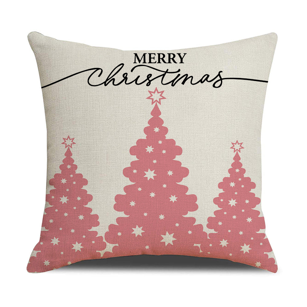 Pink cartoon Christmas linen pillowcase, sofa cushion, home goods pillowcase - V.I.P Digital Presence