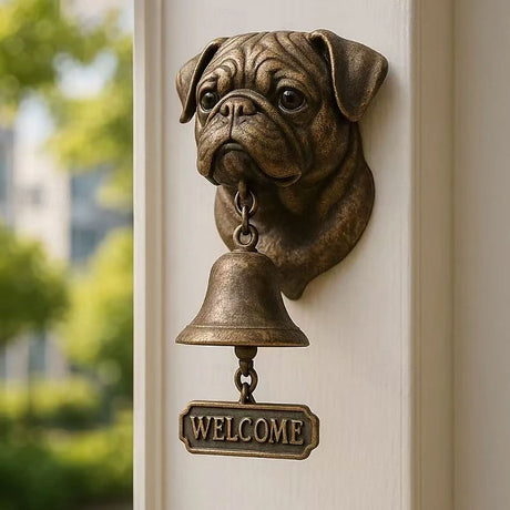 Dog welcome chime, vintage Bulldog Dobermann chime, metal merchant chime – wall decor for home/office entrance. - V.I.P Digital Presence