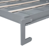 Full Size Murphy Bed Wall Bed with Top Cabinets,Gray - V.I.P Digital Presence