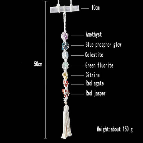 Natural Crystal Seven Color Gemstone Gypsum Rod DIY Wearing Mesh Bag Hanging Decoration Yellow Purple Crystal Car Hanging - V.I.P Digital Presence