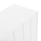 ON-TRANS Cream Style Shoe Cabinet with 5 Adjustable Solid Wood Legs, Large Storage Cabinet with Wave Doors, White - V.I.P Digital Presence