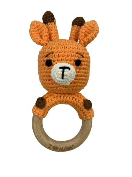 Campana relajante para bebé con nombre tallado, regalo para recién nacido, regalo para el baño, muñeca de dibujos animados tejida