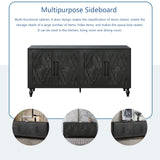 Carved Flower Door Large Storage Cabinet With Metal Handle Suitable For Living Room, Kitchen, Entryway(BLACK) - V.I.P Digital Presence