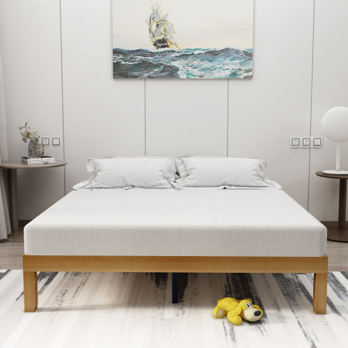 Queen Size Wood Platform Bed Frame,No Box Spring Needed,Strong Wood Slat Support, Easy Assembly - V.I.P Digital Presence