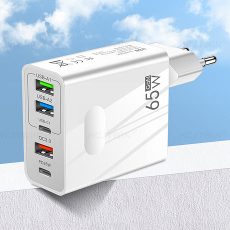 3.1A standard 65W fast charging mobile phone charger type-c PD+3USB multi port travel charging head - V.I.P Digital Presence