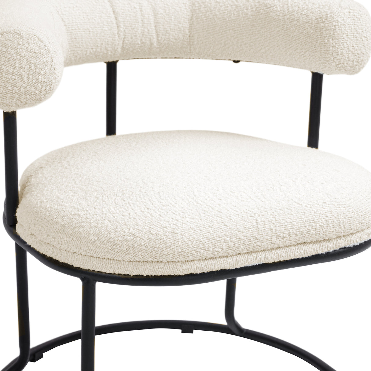 COOLCOOL Boucle dining chair set of two, medieval modern curved backrest chair, round cushion (beige Boucle) - V.I.P Digital Presence