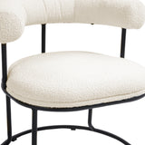 COOLCOOL Boucle dining chair set of two, medieval modern curved backrest chair, round cushion (beige Boucle) - V.I.P Digital Presence