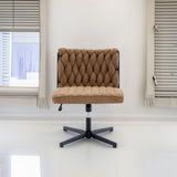 Armless Office Desk Chair No Wheels BROWN