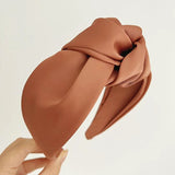Fashionable knot wide edge satin fabric headband - V.I.P Digital Presence