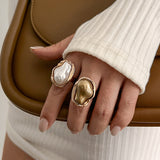 New Baroque inlaid irregular pearl rings, retro irregular alloy rings - V.I.P Digital Presence
