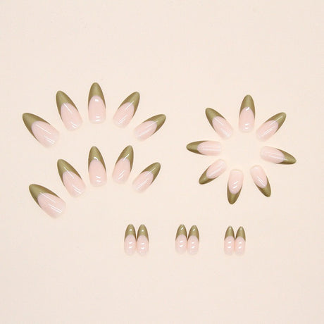 Simple pearlescent gold French almond nail wear nails special nail pieces wholesale finished wind fake nails - V.I.P Digital Presence