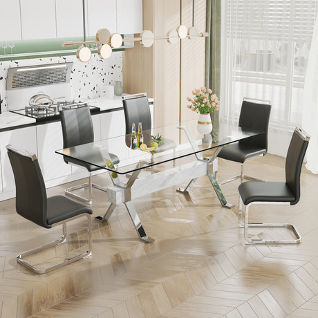 Dining table Modern tempered glass dining table 79 ''x39''x30 '' 1105 - V.I.P Digital Presence