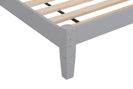 Twin Bed with Column-Decoration Headboard, with Bed Slats,Grey - V.I.P Digital Presence