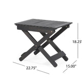 Outdoor Folding Wooden Side Table, Dark Gray, 15"D x 22.75"W x 18.25"H - V.I.P Digital Presence