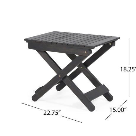 Outdoor Folding Wooden Side Table, Dark Gray, 15"D x 22.75"W x 18.25"H - V.I.P Digital Presence