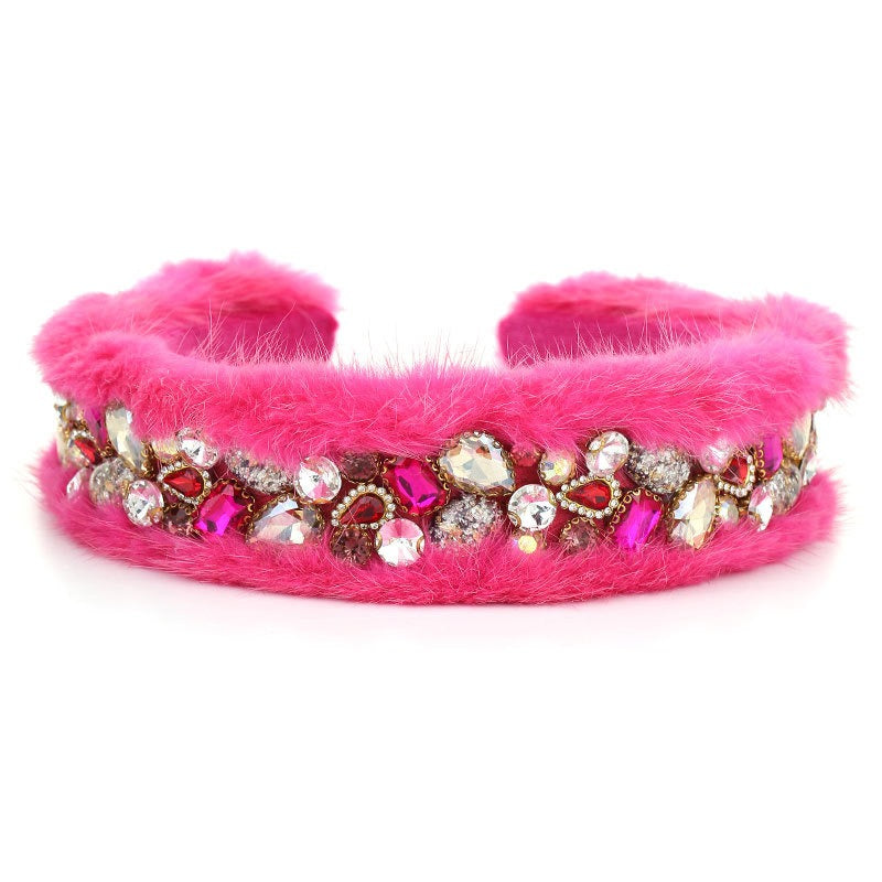 Fashionable women's rabbit hair rhinestone hair hoop - V.I.P Digital Presence