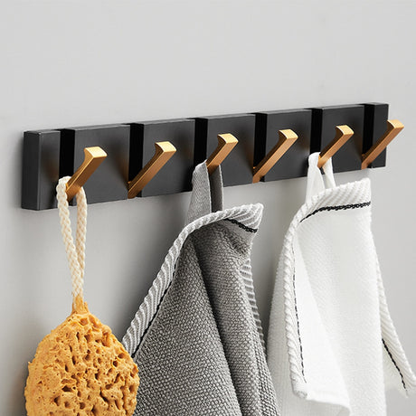 Folding Towel Hanger 2ways Installation Wall Hooks Coat Clothes Holder for Bathroom Kitchen Bedroom Hallway, Black Gold - V.I.P Digital Presence