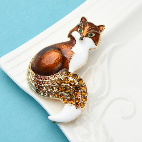 Wuli&baby Rhinestone Enamel Fox Brooches For Women Animal Party Causal Brooch Pins Gifts - V.I.P Digital Presence