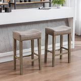 Counter Height 29" Bar Stools for Kitchen Counter Backless Faux Leather Stools Farmhouse Island Chairs (29 Inch Gray Set of 2)