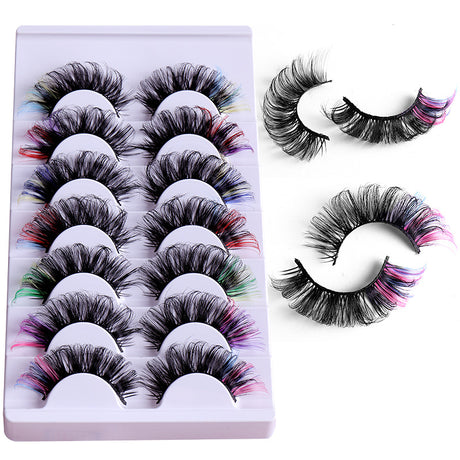 7 Pairs Of Colorful Fried Eyelashes Multi-Layer Thick Cross Mink Hair Imitation D Color Mix 7 - V.I.P Digital Presence