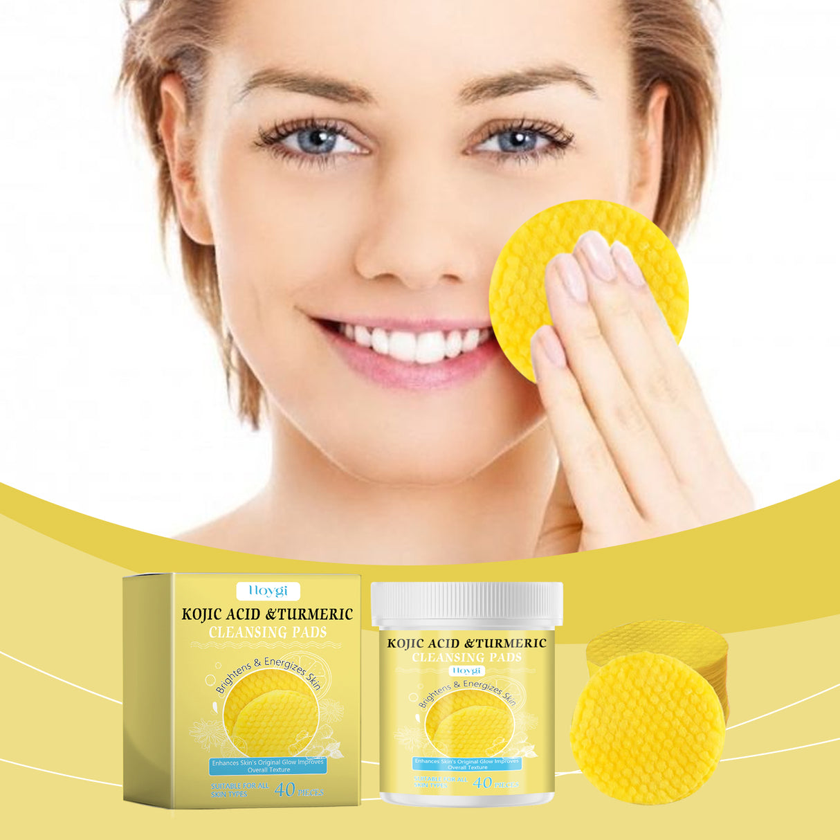 Turmeric Acid Cleansing Pad Facial Daily Cleansing Gentle Skin Care Moisturizing Skin Brightening Cleanser