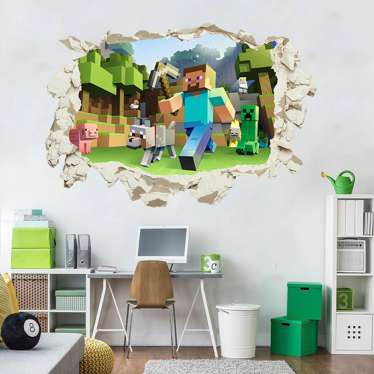 Minecraft run away My World Wall Stickers Living Room Children's Room Removable Decorative PVC Stickers - V.I.P Digital Presence