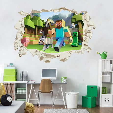 Minecraft run away My World Wall Stickers Living Room Children's Room Removable Decorative PVC Stickers - V.I.P Digital Presence