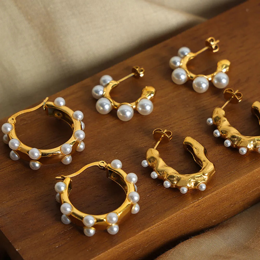 Synthetic Pearl 18K Gold-Plated Earrings - V.I.P Digital Presence