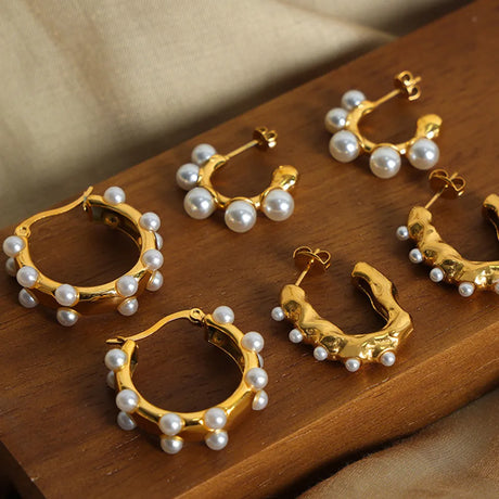 Synthetic Pearl 18K Gold-Plated Earrings - V.I.P Digital Presence