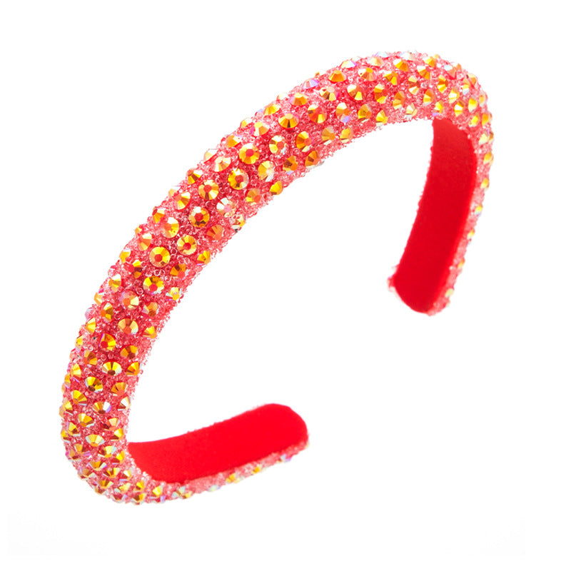 Colorful Rhinestone Full Drill Hoop Trendy Online Red The Same Super Flash Headdress - V.I.P Digital Presence