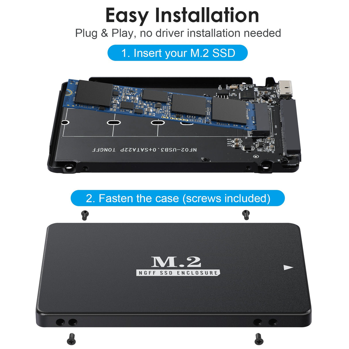 USB 3.0/SATA III 2.5-inch aluminum case M2 NGFF SSD solid state drive box - V.I.P Digital Presence