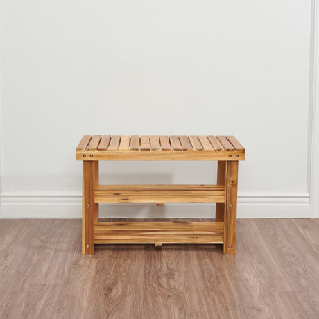 Acacia Wood Shoe Rack Bench Strong Weight Bearing Upto 200 LBS Best Ideas For Entryway Frontdoor Bathroom, Natural Color. - V.I.P Digital Presence