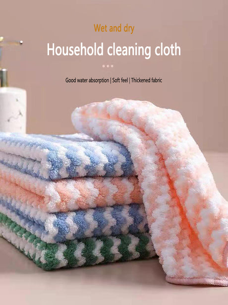 Double Sided Cationic Color Water Absorbent Wavy Stripe Oil Free Dishwashing Cloth Water Absorbent Dishwashing Cloth - V.I.P Digital Presence