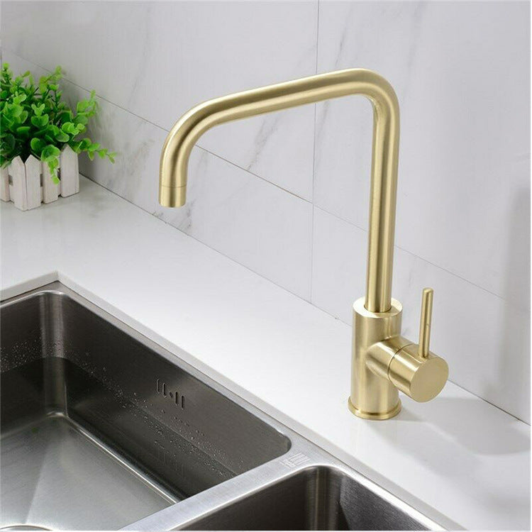 Stainless steel golden kitchen faucet, brushed gold face basin, washbasin, basin, mixed kitchen hot and cold Faucet - V.I.P Digital Presence