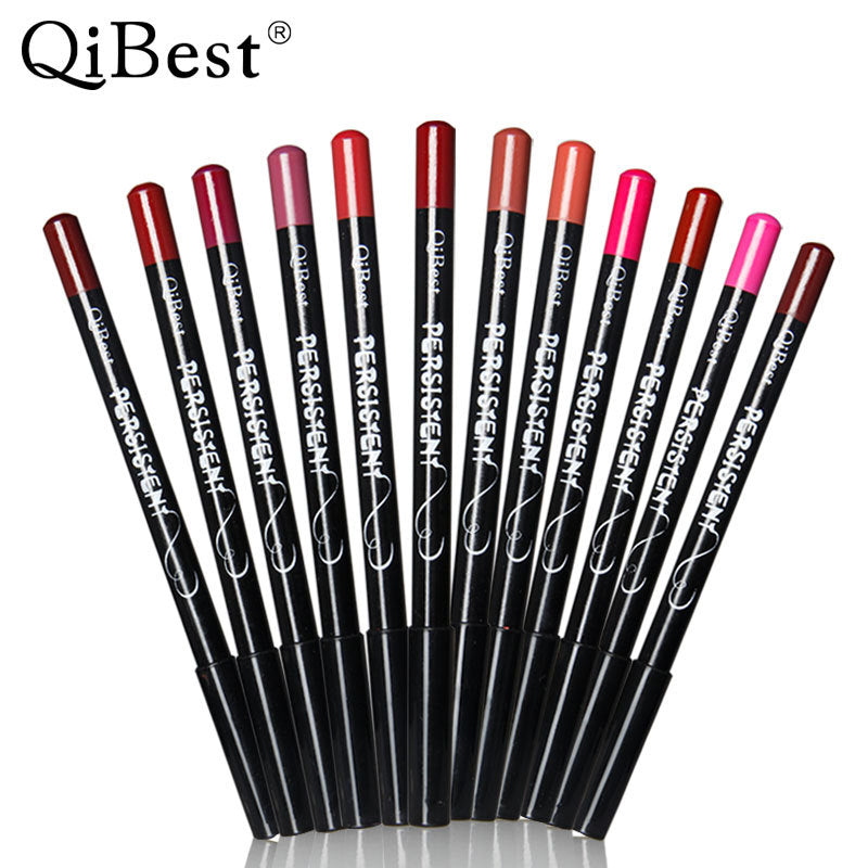 Qibest Fashion Black Rod Waterproof 12 Colors Lip Liner Lipstick Pen - V.I.P Digital Presence