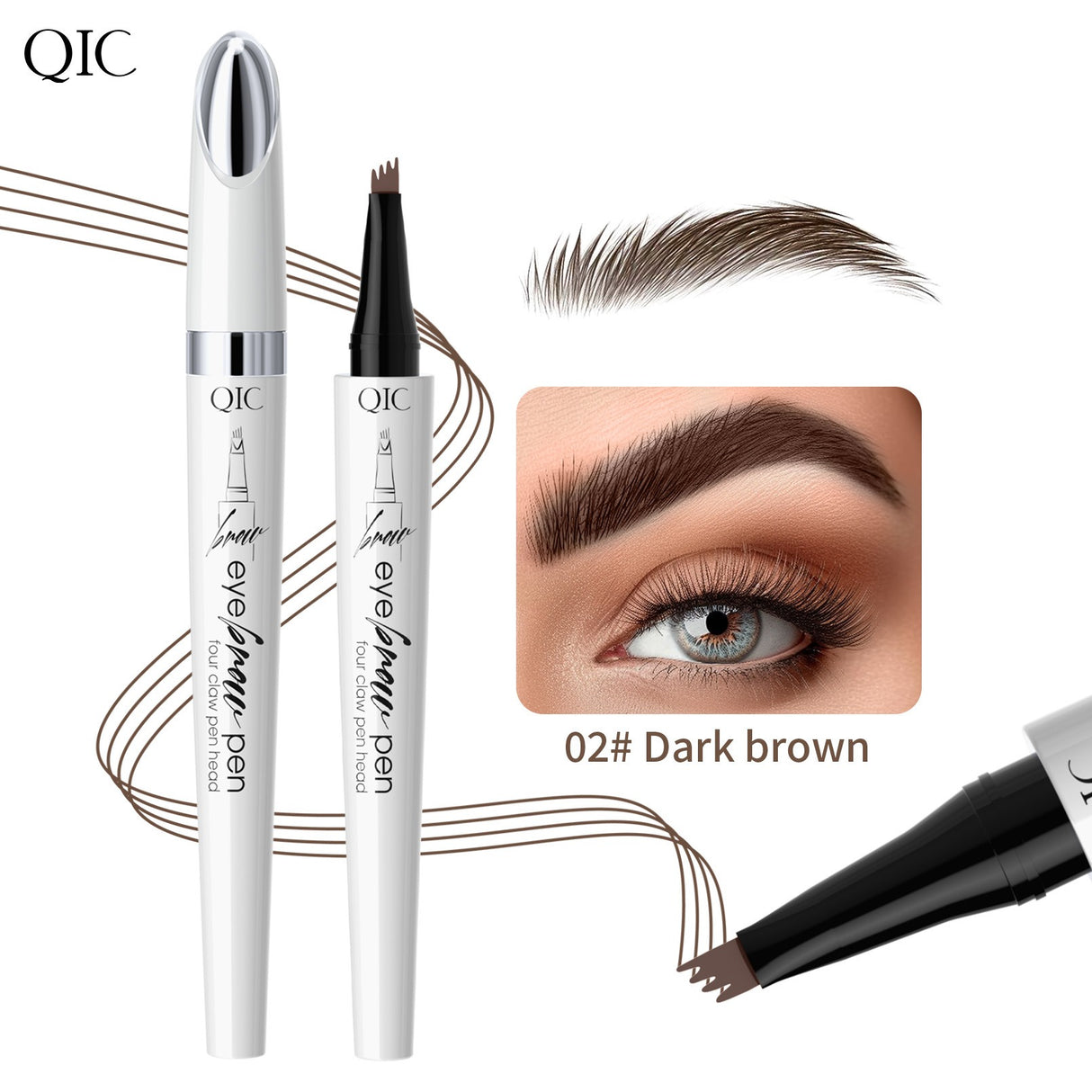 QIC ceramic white liquid four-claw eyebrow pencil wild eyebrow waterproof non-smudge four-head forked eyebrow pencil - V.I.P Digital Presence
