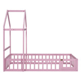 Wooden Twin Size Children's Bed with Detachable Headboard and Integrated Clothes Drying Rack, Pink - V.I.P Digital Presence