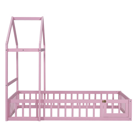 Wooden Twin Size Children's Bed with Detachable Headboard and Integrated Clothes Drying Rack, Pink - V.I.P Digital Presence