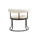 COOLCOOL Boucle dining chair set of two, medieval modern curved backrest chair, round cushion (beige Boucle) - V.I.P Digital Presence