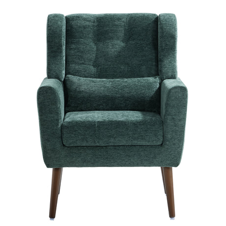 Modern Accent Chair Upholstered Foam Filled Living Room Chairs Comfy Reading Chair Mid Century Modern Chair  (Blackish Green) - V.I.P Digital Presence
