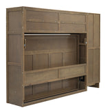 Full Size Murphy Bed with Wardrobe, Drawers and Open Shelves, Antique Grey - V.I.P Digital Presence